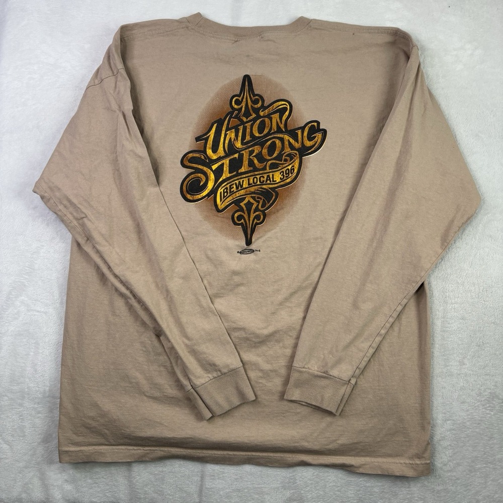 Union Made IBEW Local 396 Las Vegas Beige Long Sleeve Graphic Shirt Men's 3XL